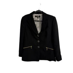 Kasper Blazer Womens 12 Career Classic Button Zip Pockets Minimalist Jacket